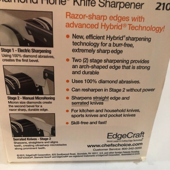 Chef's Choice Diamond Hone Hybrid Knife Sharpener Model 210 NEW - Picture 5 of 10